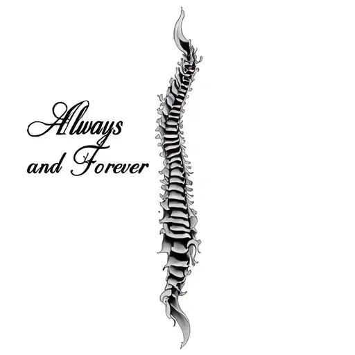 spine tattoo with saying "Always and Forever" tattoo design idea