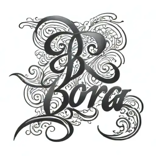 "Bora" written cursive s h calligraphy tattoo design idea