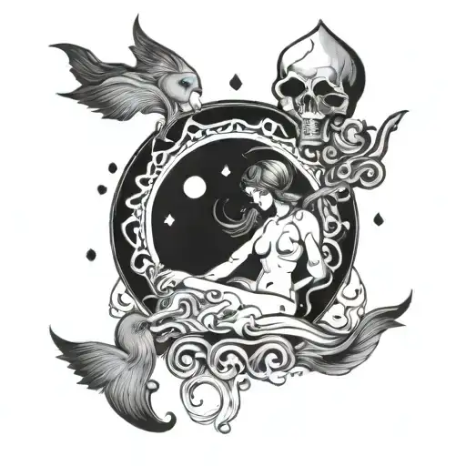 Gemini and Aquarius who pour water tattoo design idea