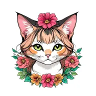 cat daughter tattoo design idea