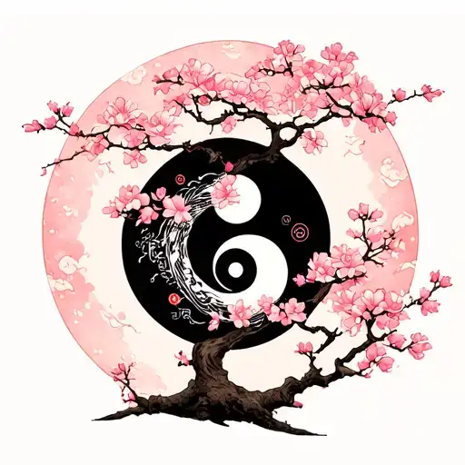 Semi Colon Sakura Tree Yin tattoo design idea