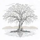 wheeping willow tree tattoo design idea