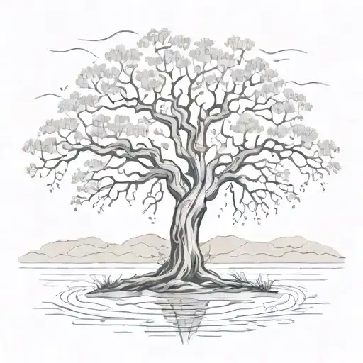 wheeping willow tree tattoo design idea