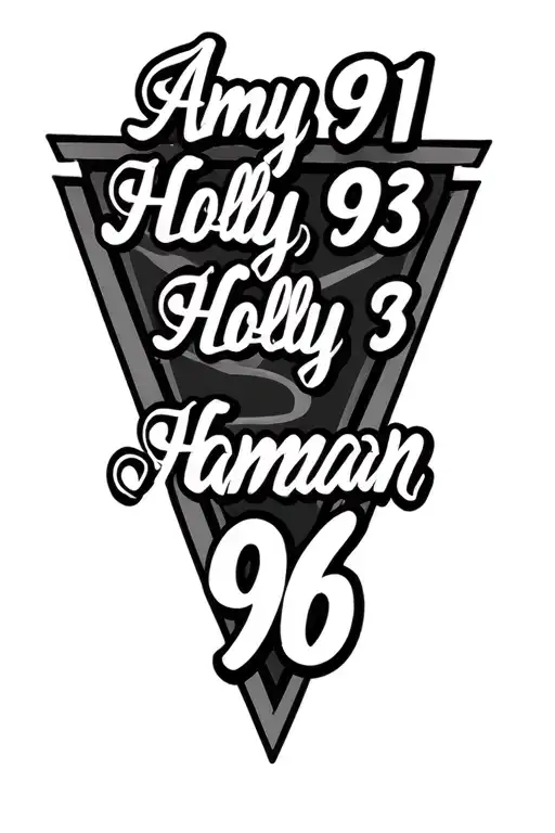 "Amy 91 , Holly 93 , Hannah 96" triangle tattoo tattoo design idea