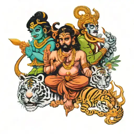 Krishna, Hanuman and Shiv Bhagwan tattoo design idea