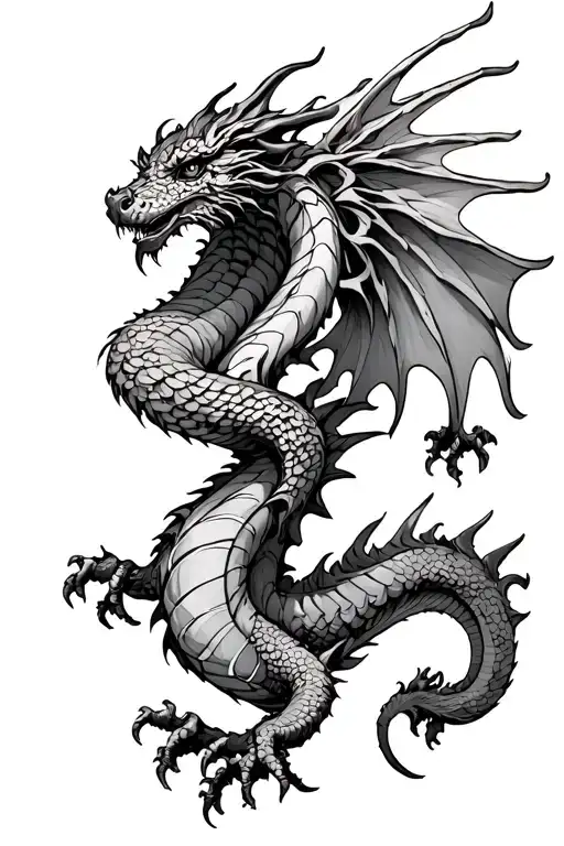 mechanical dragon wings wrapped tattoo design idea