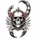 skorpion mit krone rose skull tattoo design idea