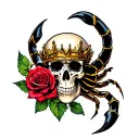 skorpion mit krone rose skull tattoo design idea