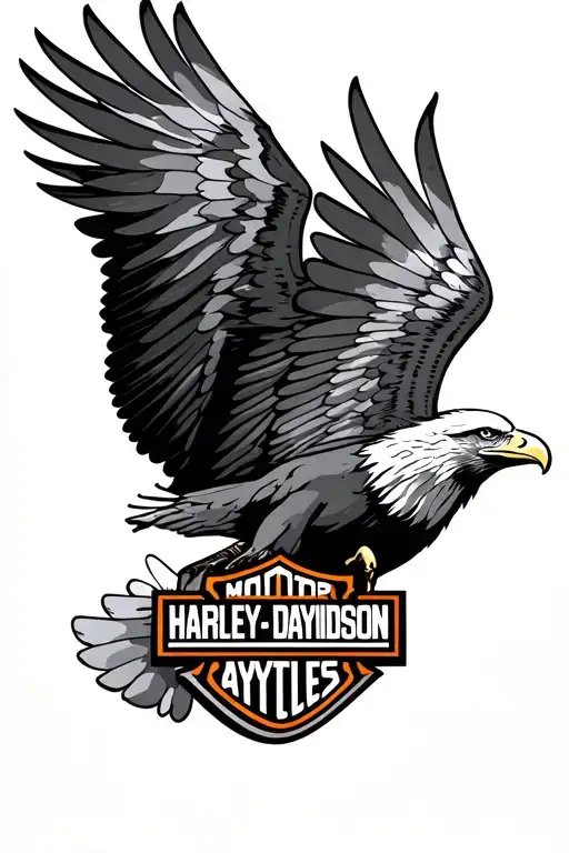 harley davidson, eagle soaring tattoo design idea