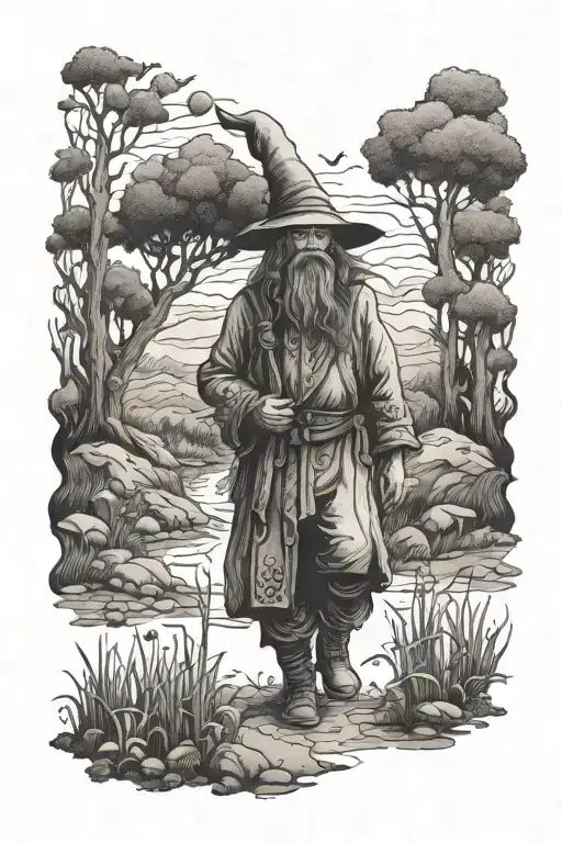 Tom Bombadil walking tattoo design idea