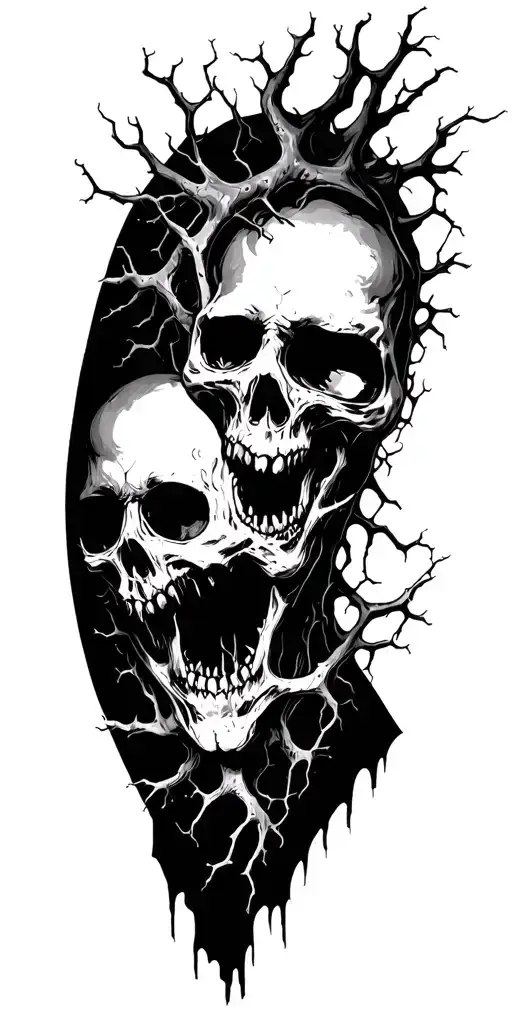 brain neurons, fill gaps with horror characters tattoo design idea