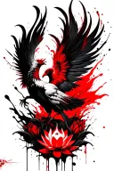 phoenix rising with lotus flowers wrapping tail tattoo design idea