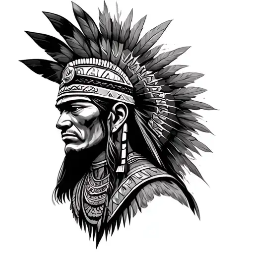 inca warrior facing forward tattoo design idea