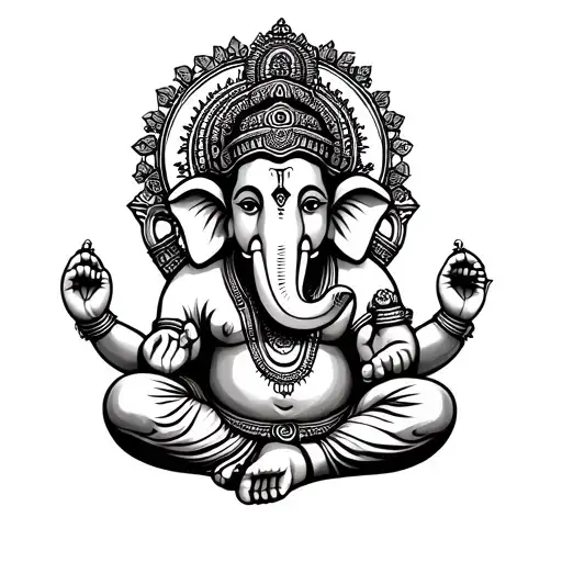 shriswami ganpati outline outer body little lines coming tattoo design idea