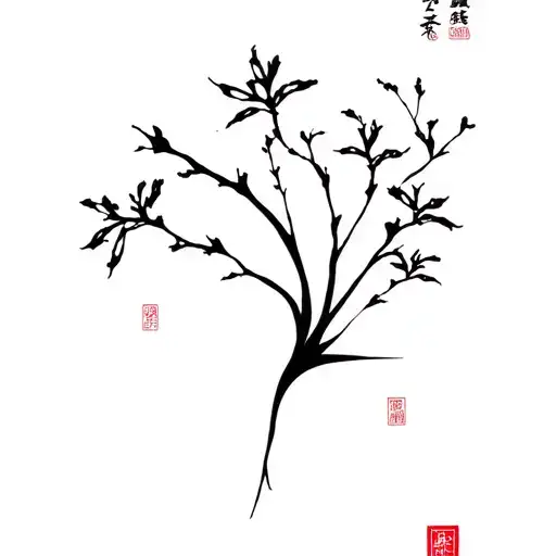 Japan style black tattoo design idea