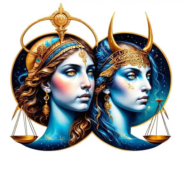 Libra And Sagittarius Combined tattoo design idea