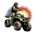 remembrance tattoo for 15 year old son loves atv, fireworks, motorcycles, and being with dad  tattoo design idea