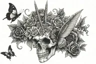 Unicorn Skull butterfly tattoo tattoo design idea