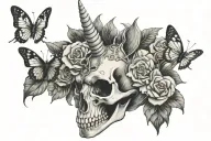 Unicorn Skull butterfly tattoo tattoo design idea
