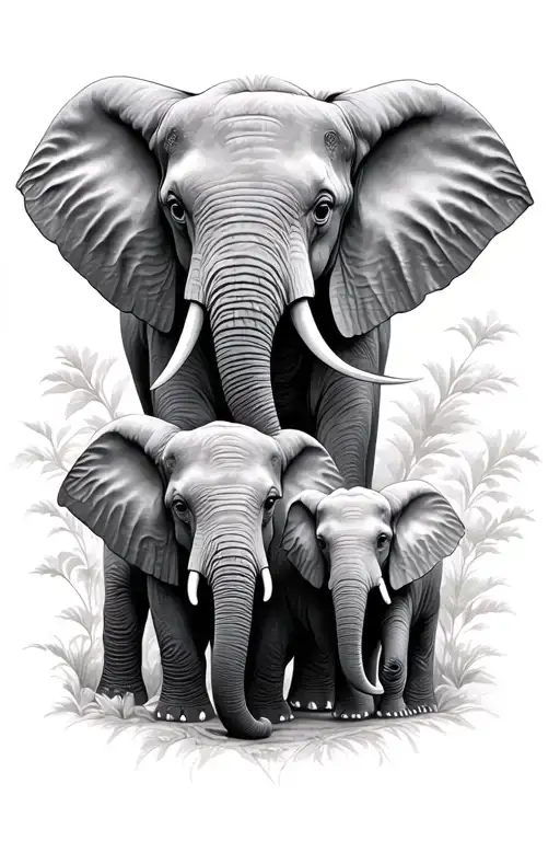 looking to start a beautiful family of three elephants of royalty  tattoo design idea