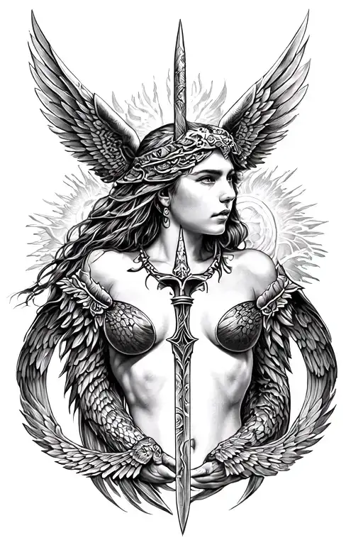 valkyrie excalibur metatron tattoo design idea