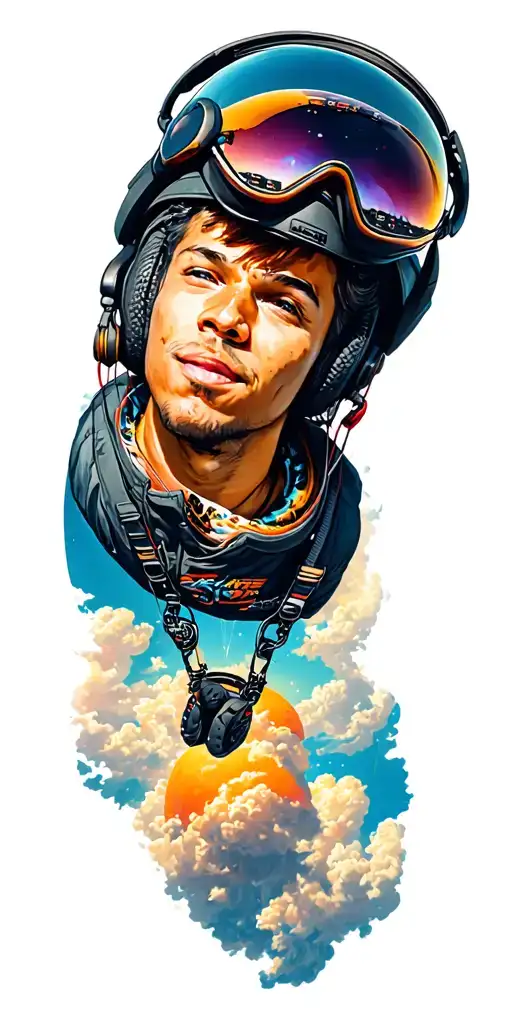 Dj music and skydive tattoo design idea