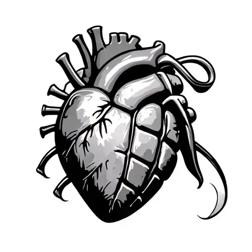 Grenade Heart tattoo design idea