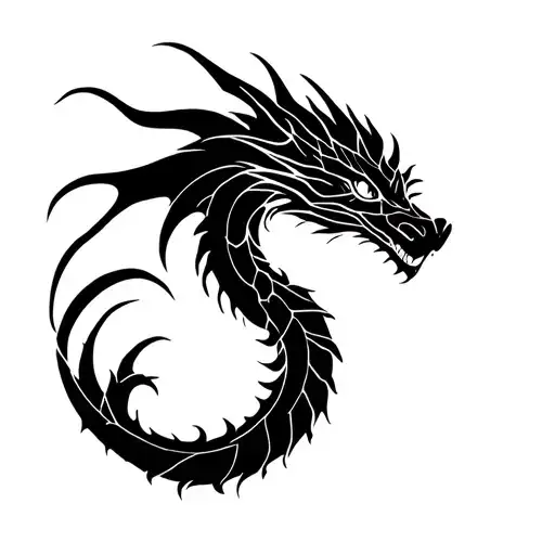 An underwater deep ocean dragon, oniminus, dark energy. yet graceful. tattoo design idea