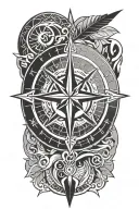 simple Polynesian compass tattoo design idea