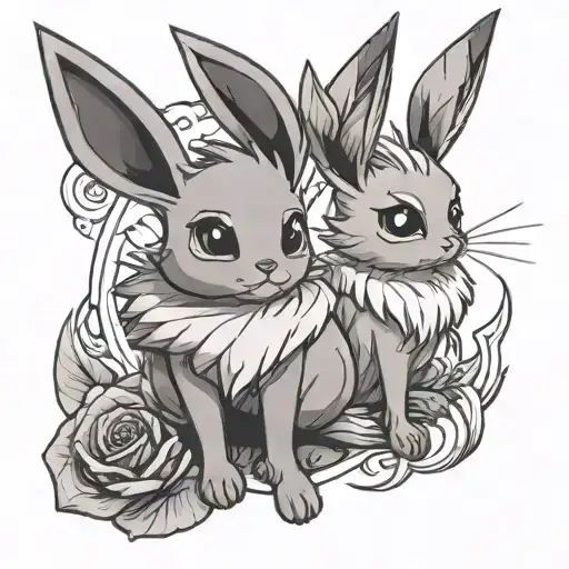 Eevee and espion as 1 tattoo design idea