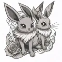 Eevee and espion as 1 tattoo design idea