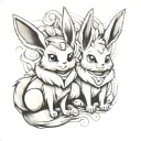 Eevee and espion as 1 tattoo design idea