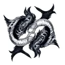 sagittarius and Pisces symbol intertwined tattoo design idea