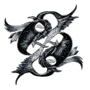 sagittarius and Pisces symbol intertwined tattoo design idea