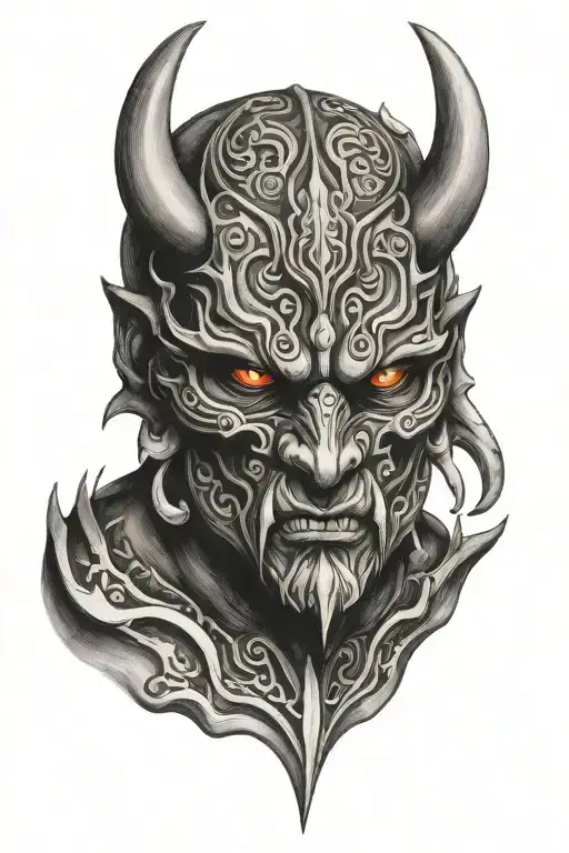 demon mask tattoo design idea
