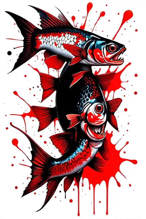pices fish good vs evil tattoo design idea