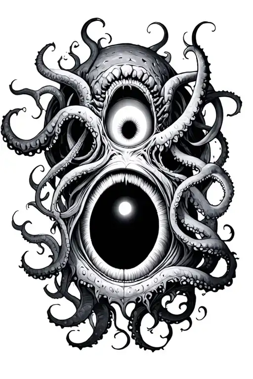 The portal from which the tentacles stretch and the eye of the osmino is visible tattoo design idea