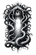 The portal from which the tentacles stretch and the eye of the osmino is visible tattoo design idea