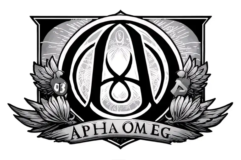 alpha omega logo tattoo design idea