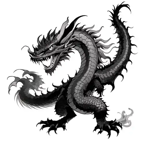 luffy fighting kaido dragon form tattoo design idea