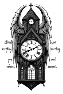 "Angel demon church clock" Coordinates Quote "Eventually everything connects" tattoo design idea