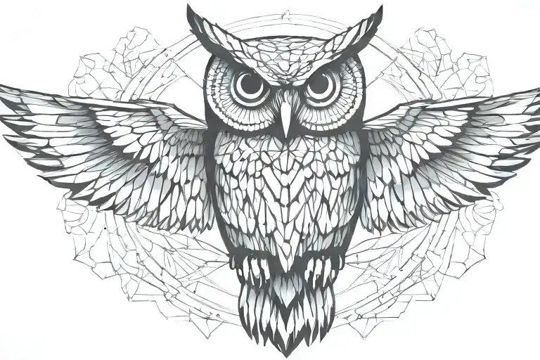 Owl flying tattoo design idea
