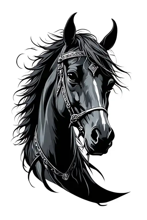 gothic horse grim reaper tattoo design idea