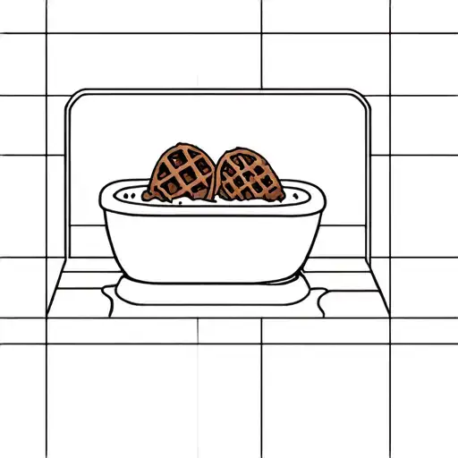square jacuzzi tub with two chocolate waffles sitting inside tattoo design idea