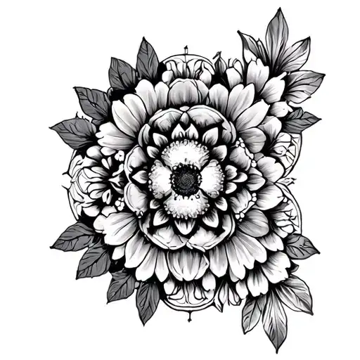 skull mandala flowers sacred geometry tattoo design idea