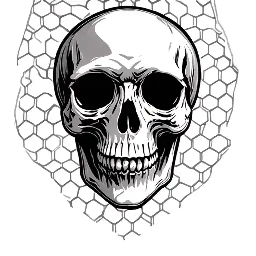 honeycomb pattern with skull  tattoo design idea