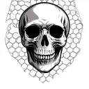 honeycomb pattern with skull  tattoo design idea