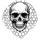 honeycomb pattern with skull  tattoo design idea
