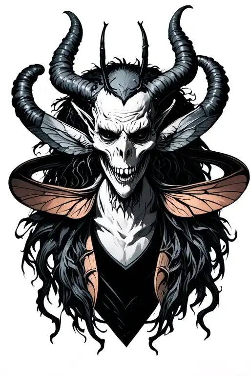 Beelzebub surrounded by a dark tattoo design idea