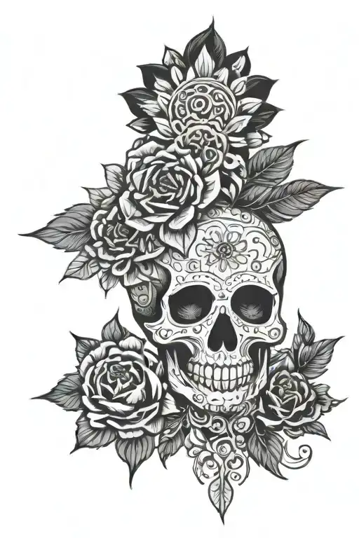 mandala and a skull tattoo design idea